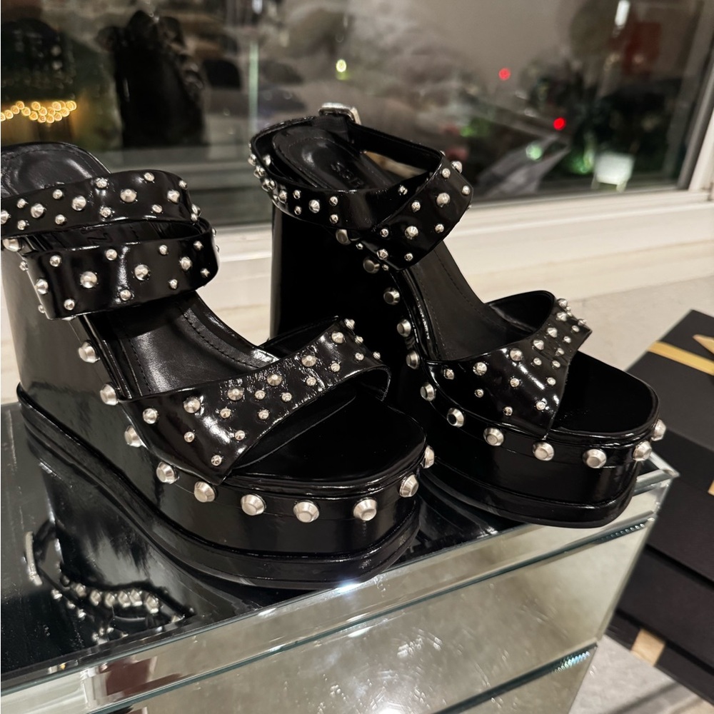 Studded Black Platform Sandals